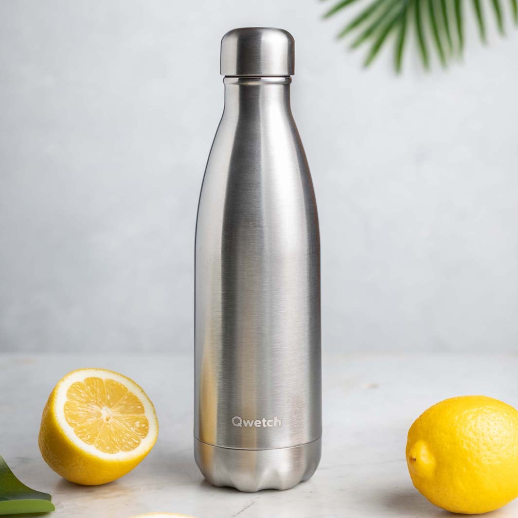 Qwetch - Geïsoleerde Fles – PURE - Brushed Steel