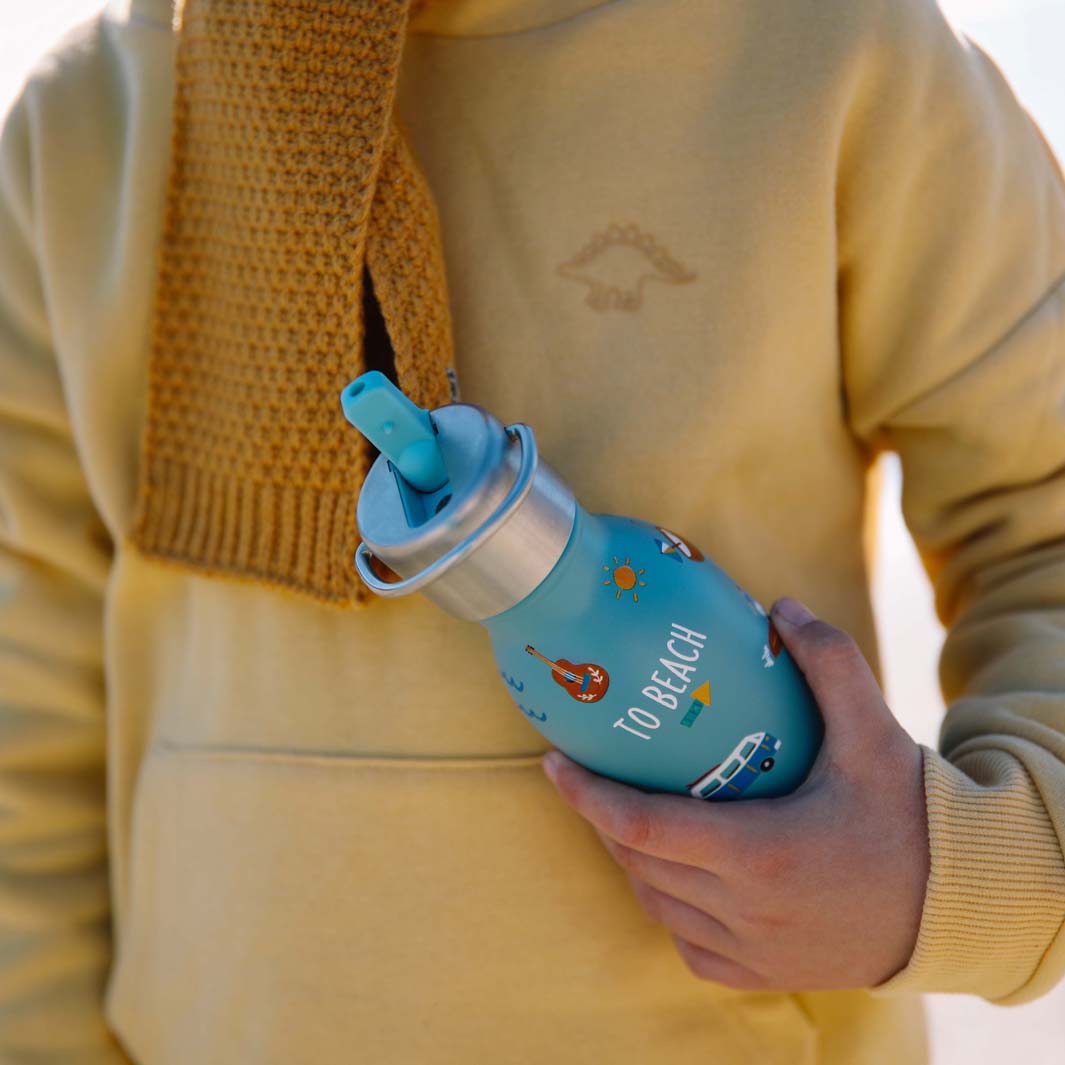 Qwetch - Geïsoleerde Roestvrijstalen Kinderfles met Sportdop - 350 ML