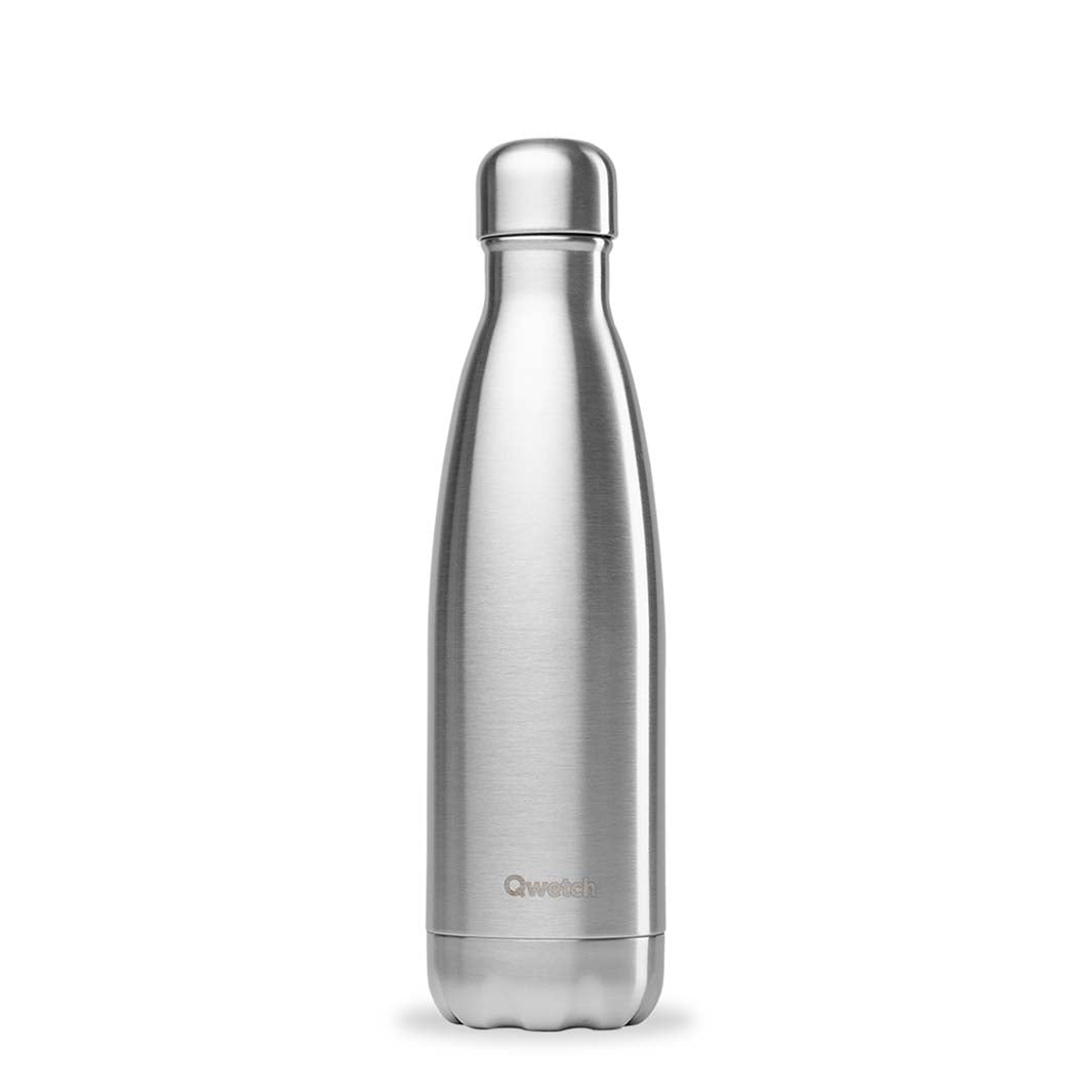 Qwetch - Geïsoleerde Roestvrijstalen Fles - Brushed Steel