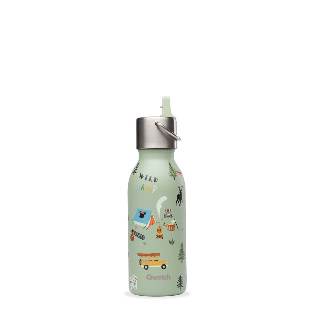 Qwetch - Geïsoleerde Roestvrijstalen Kinderfles met Sportdop - 350 ML