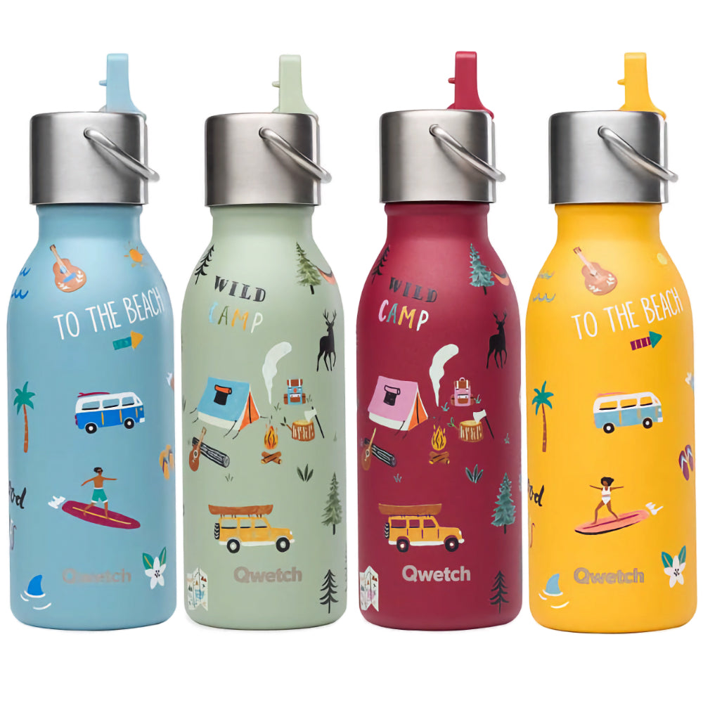 Qwetch - Geïsoleerde Roestvrijstalen Kinderfles met Sportdop - 350 ML
