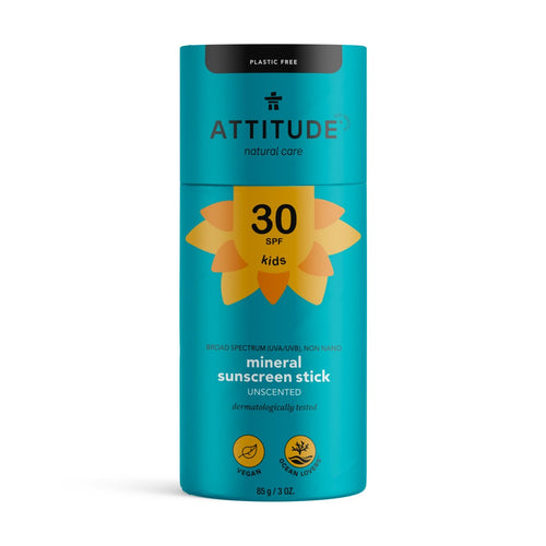 Attitude | Minerale Zonnebrancrème Kids SPF 30 | Stick | Unscented - Voorkant