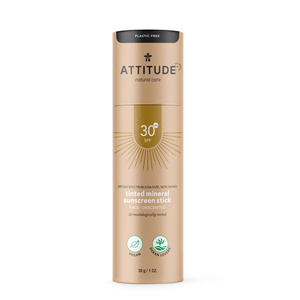 Attitude | Getinte zonnebrand solar stick gezicht SPF30 | Voorkant Verpakking