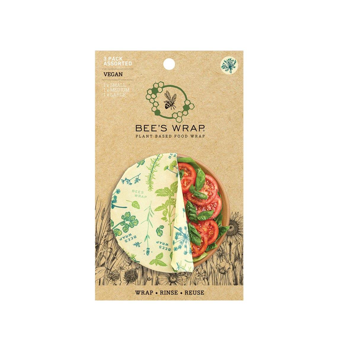 Bee's Wrap Vegan Assorted 3 Pack with Packaging