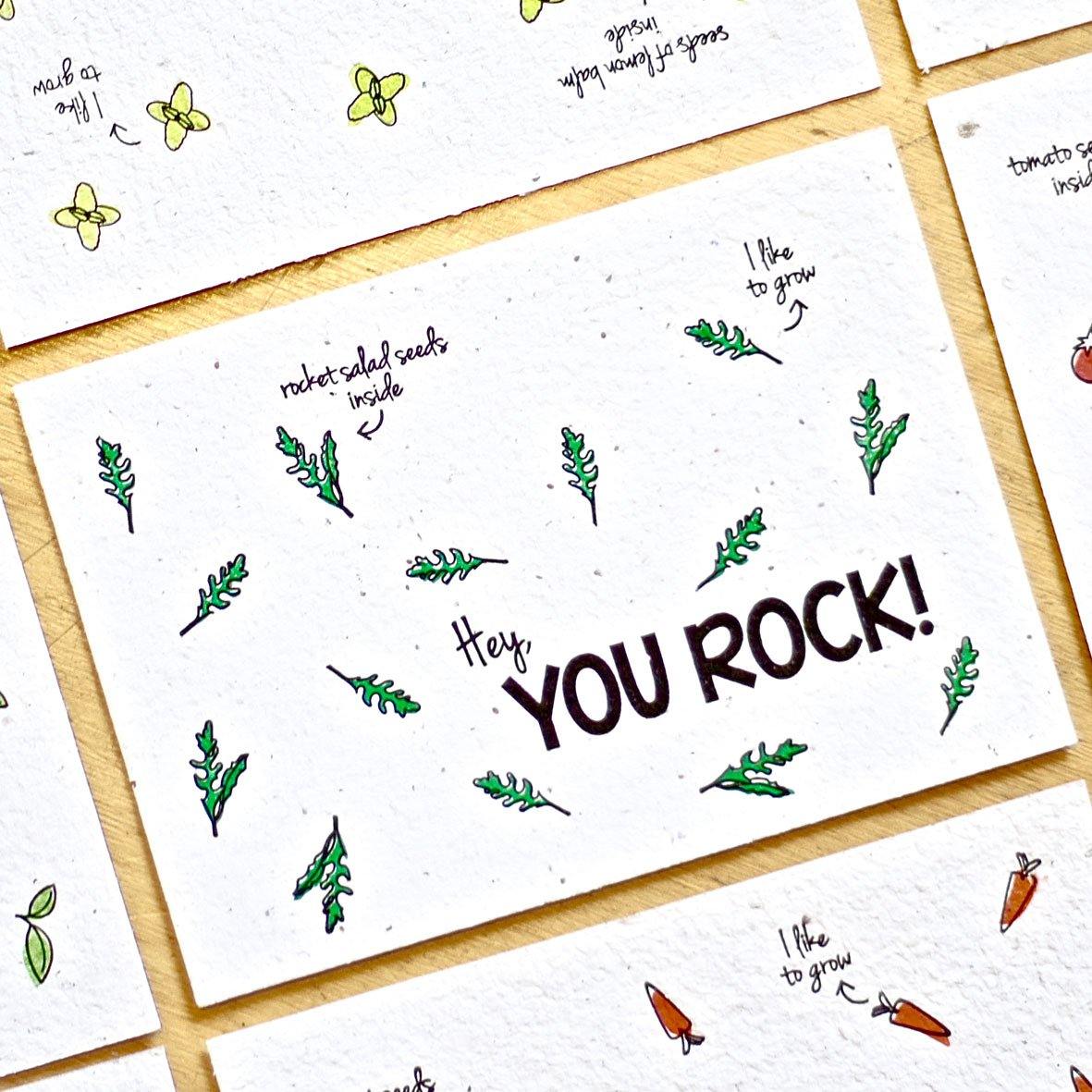 Bloeikaart met Groente- en Kruidenzaadjes, you rock