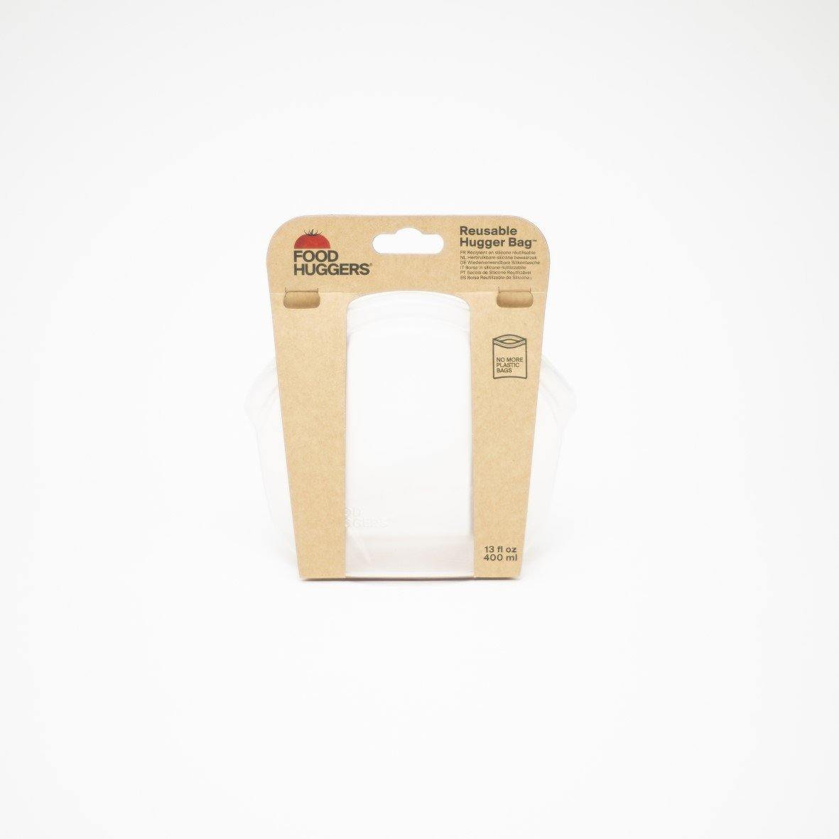 Een foto van een kleine clear (400 ml) Hugger Bag van Food Huggers