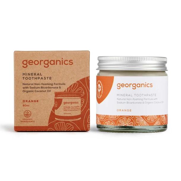 Georganics plastic free toothpaste Orange with Packaging