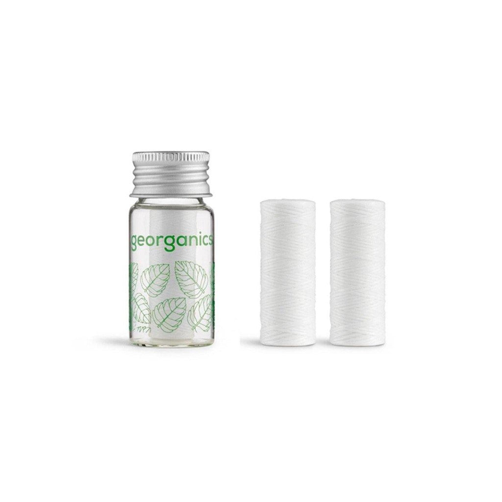 Georganics Spearmint Flossdraad met dispenser en navulling