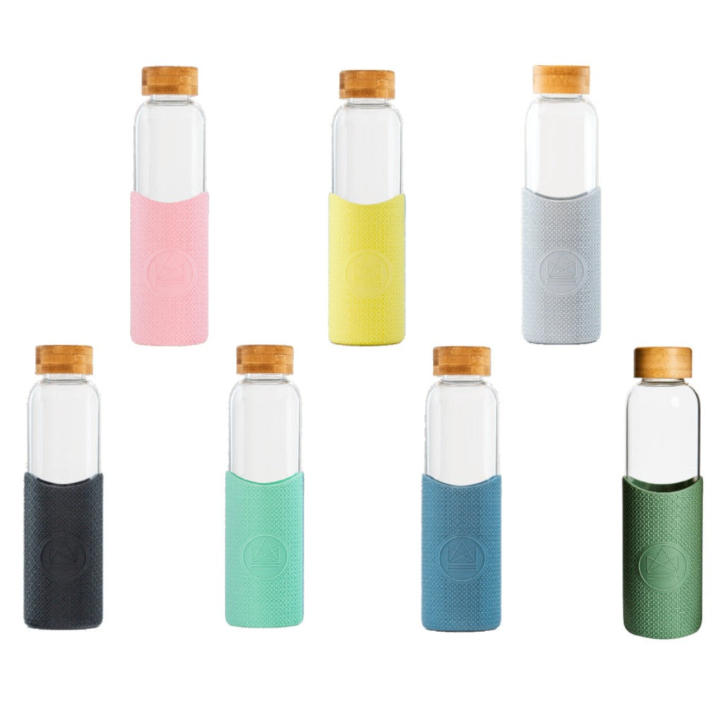 Glazen Waterfles met Bamboe Dop | Neon Kactus|
