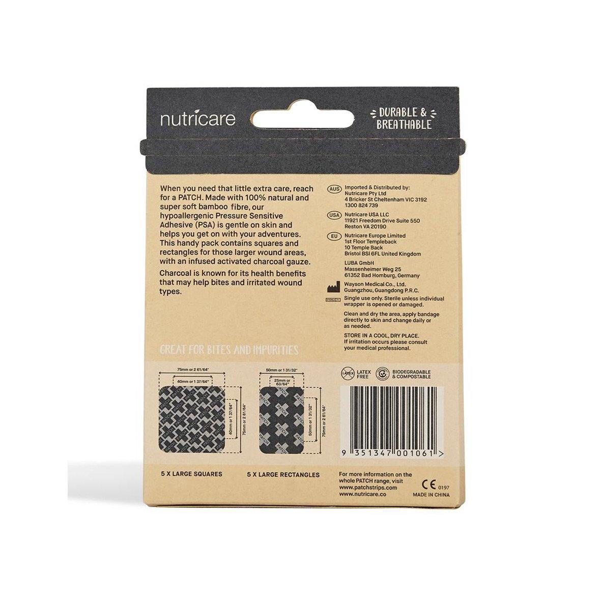 PATCH Large Bandage Charcoal Packaging Back