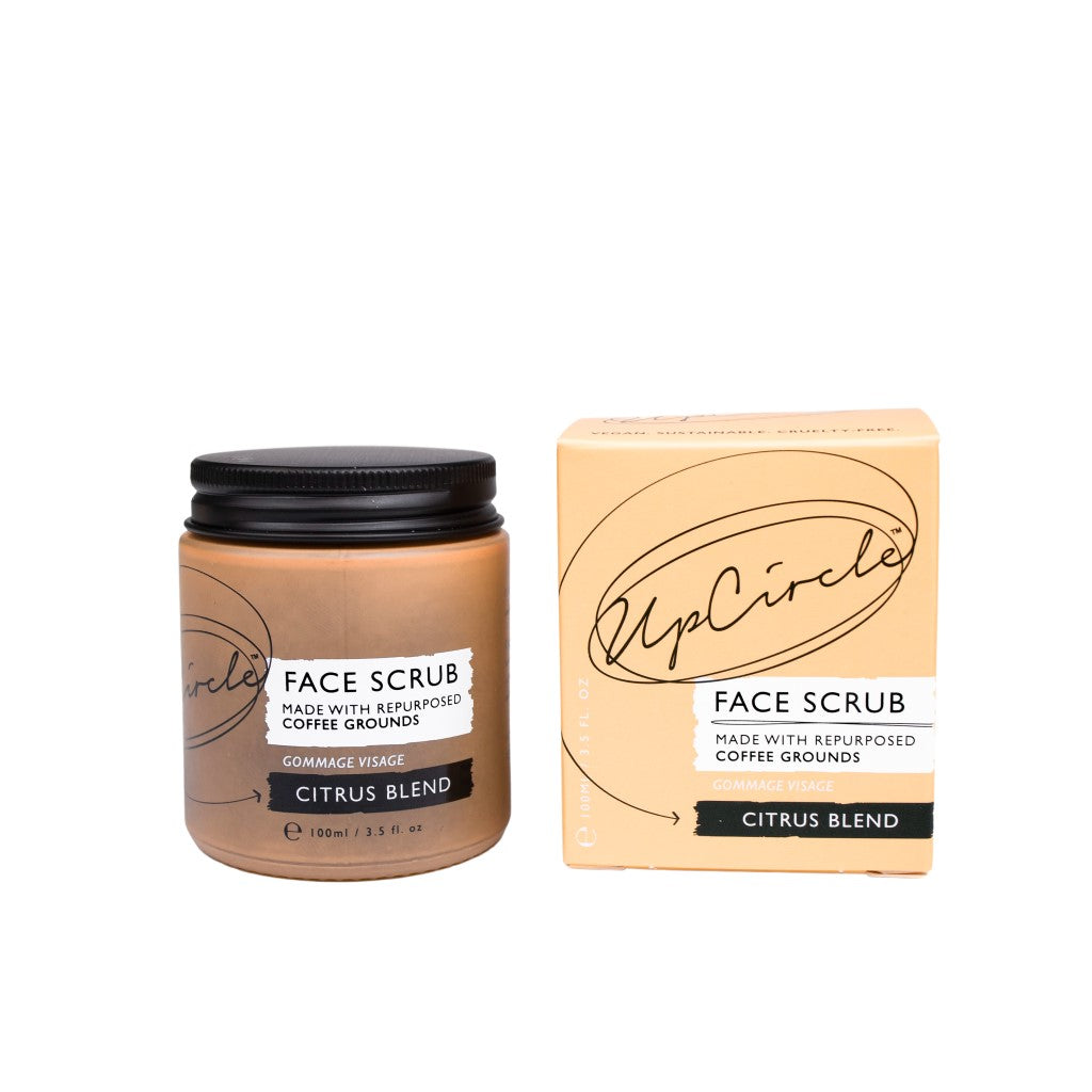 UpCircle Koffie Gezichtsscrub in glazen potje met verpakking - Citrus Blend