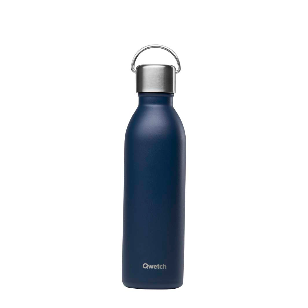 Qwetch – Isolierte „Active“-Flasche aus Edelstahl – Marineblau