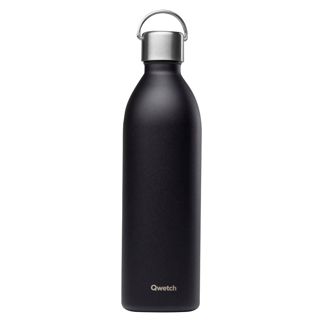 Qwetch – Isolierte „Active“-Flasche aus Edelstahl – Schwarz