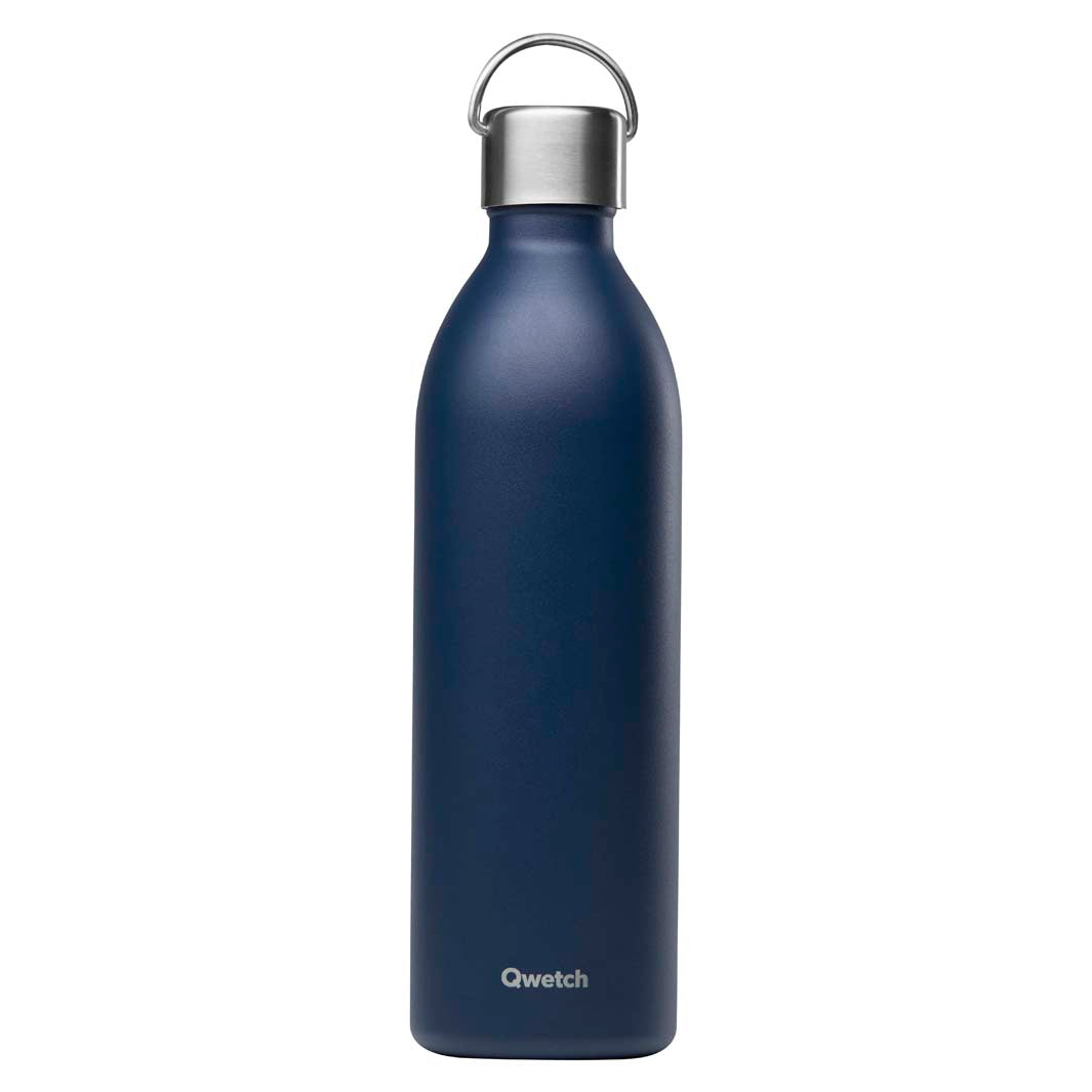 Qwetch – Isolierte „Active“-Flasche aus Edelstahl – Marineblau