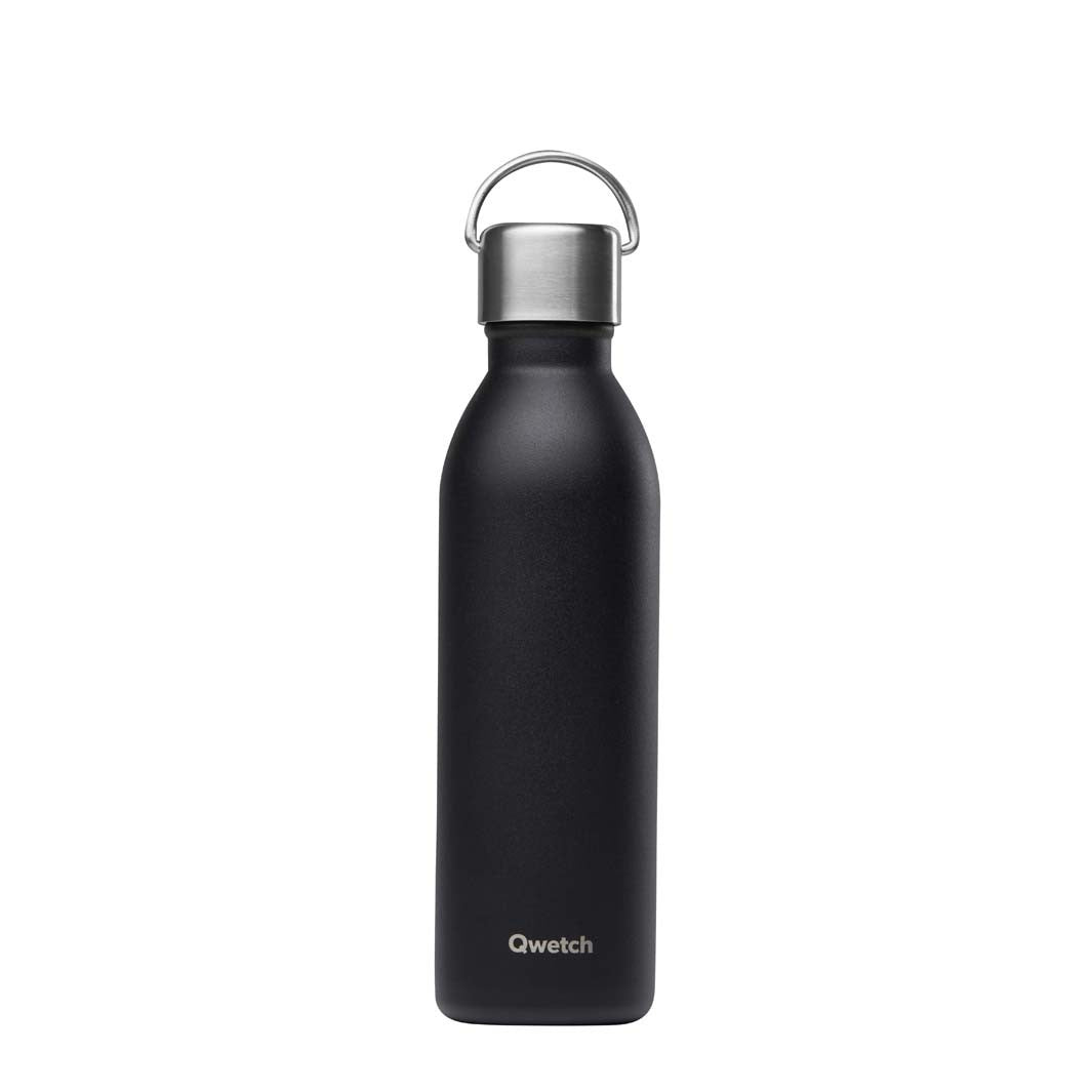 Qwetch – Isolierte „Active“-Flasche aus Edelstahl – Schwarz