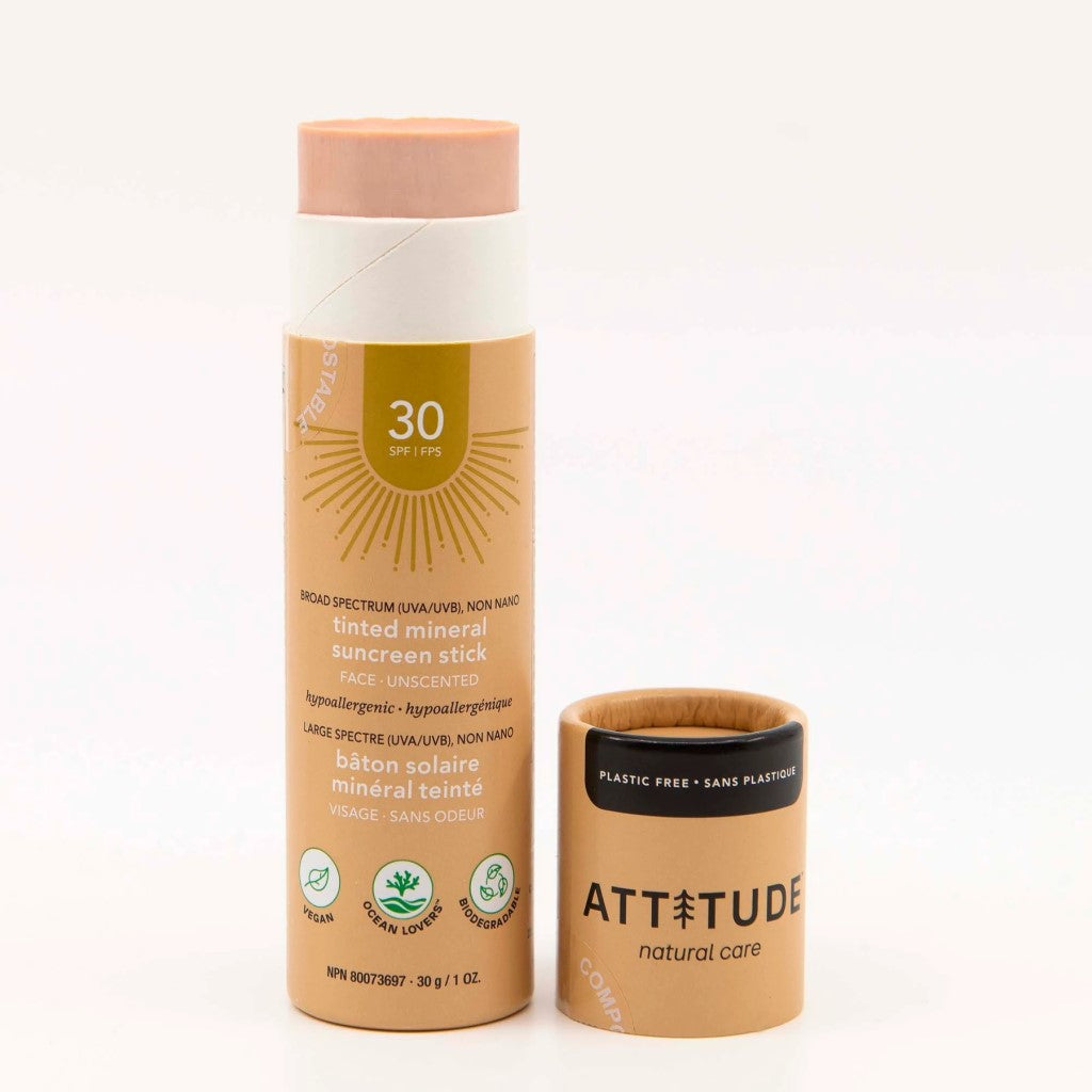 Attitude | Getinte zonnebrand solar stick gezicht SPF30 | Open Verpakking