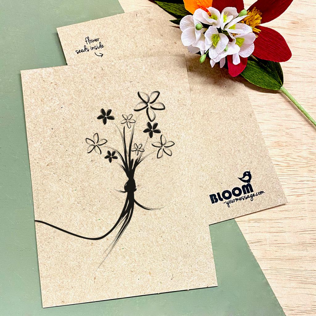 BLOOM Your Message - Enkele Bloeikaart - Kraft - Boeket