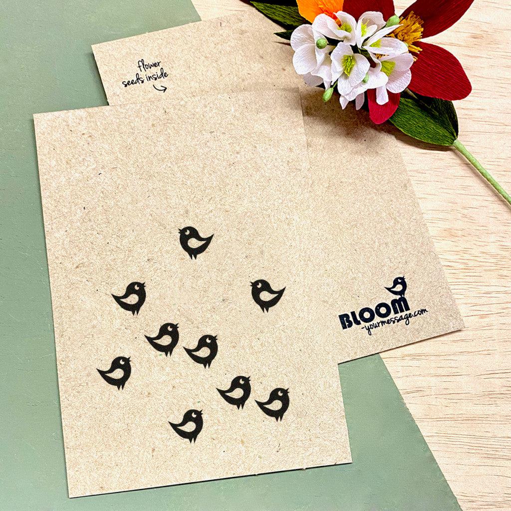 BLOOM Your Message - Enkele Bloeikaart - Kraft - Vogels