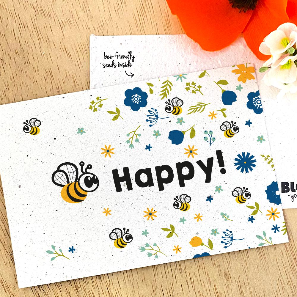 BLOOM Your Message - Bloeikaart - Wilde Bloem-Zaadmix - Bee happy