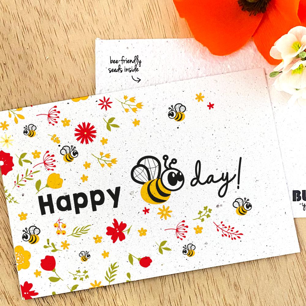 BLOOM Your Message - Bloeikaart - Wilde Bloem-Zaadmix - Happy Bee day