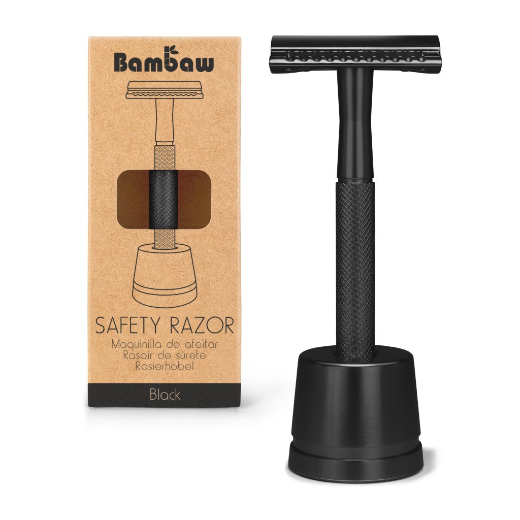 Bambaw Metal Safety Razor met Houder - Zwart