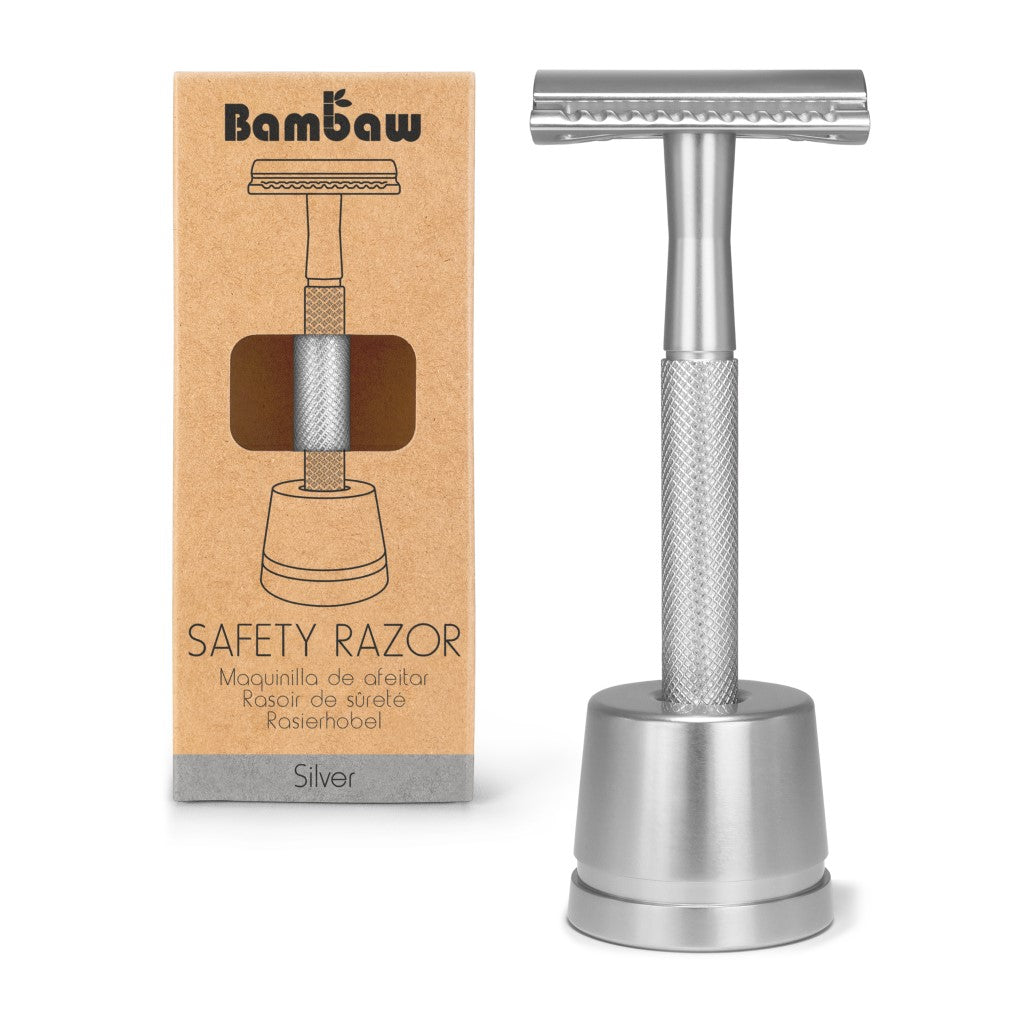 Bambaw Metal Safety Razor met Houder - Zilver