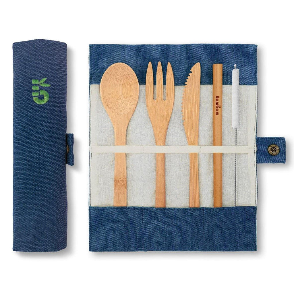 Bambaw Cutlery Set Packshot Open Closed Pouch Ocean