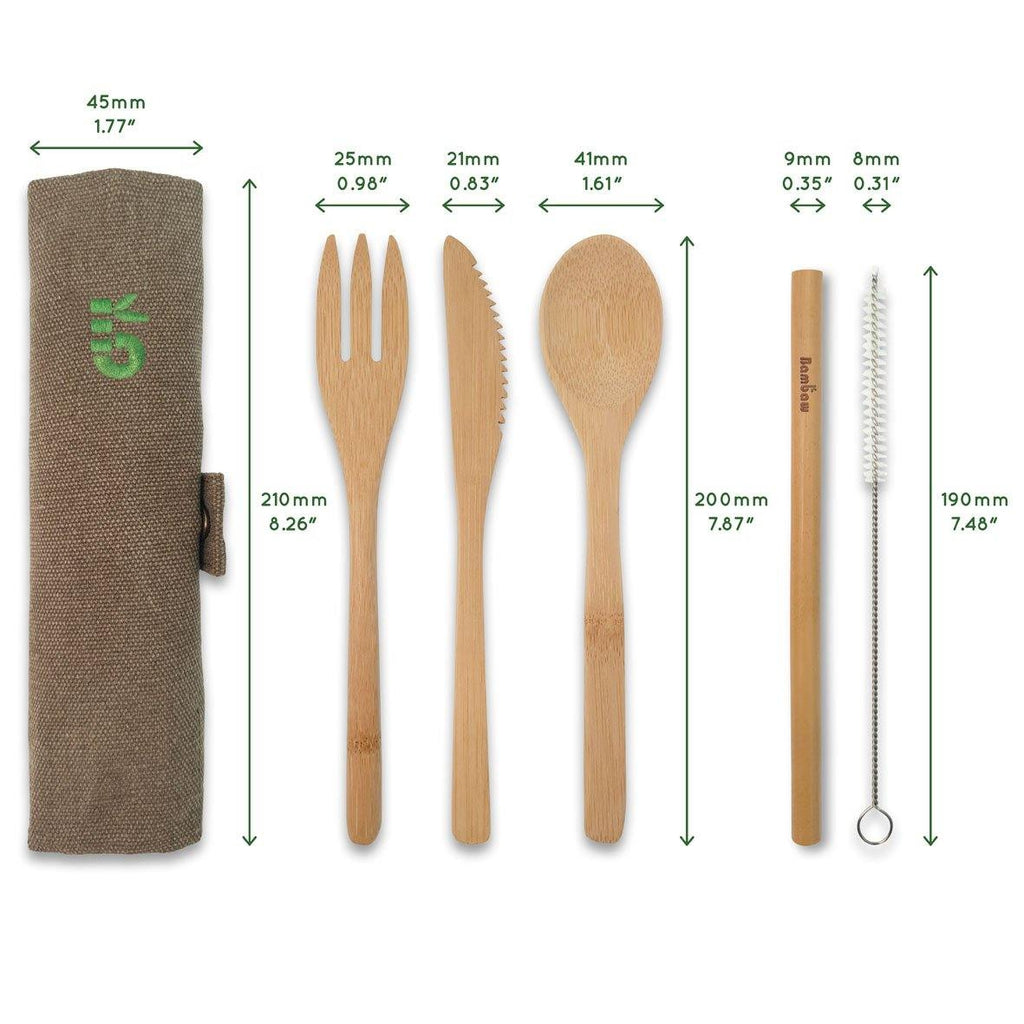 Bambaw Bamboo Cutlery Set Technical Measurements