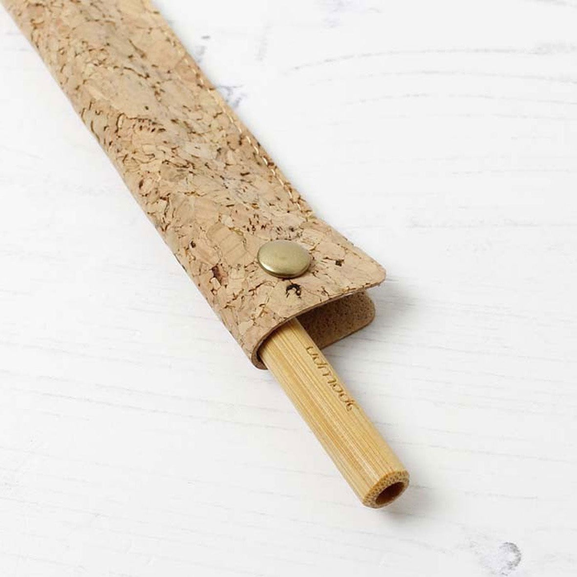 BambuHome Cork Fabric Straw Sleeve with Bamboo Straw