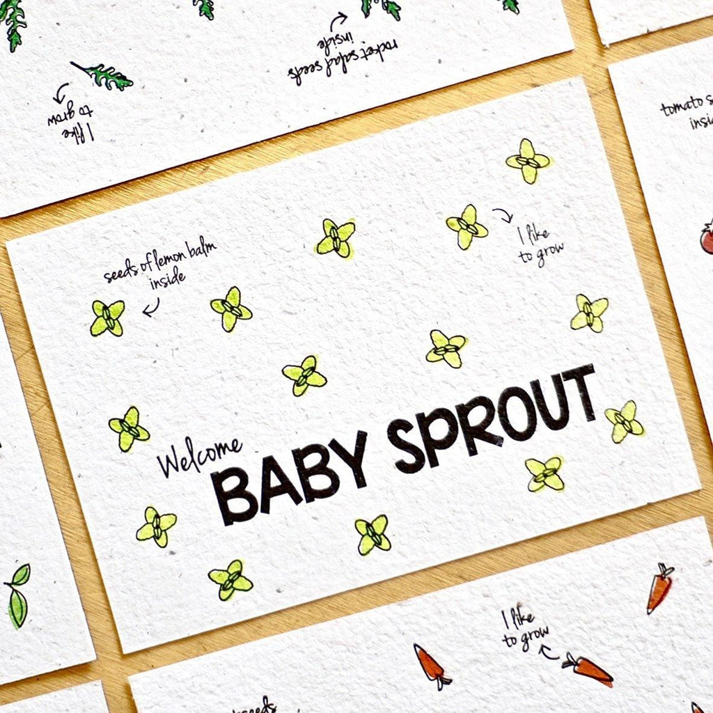 Bloeikaart met Groente- en Kruidenzaadjes, baby sprout