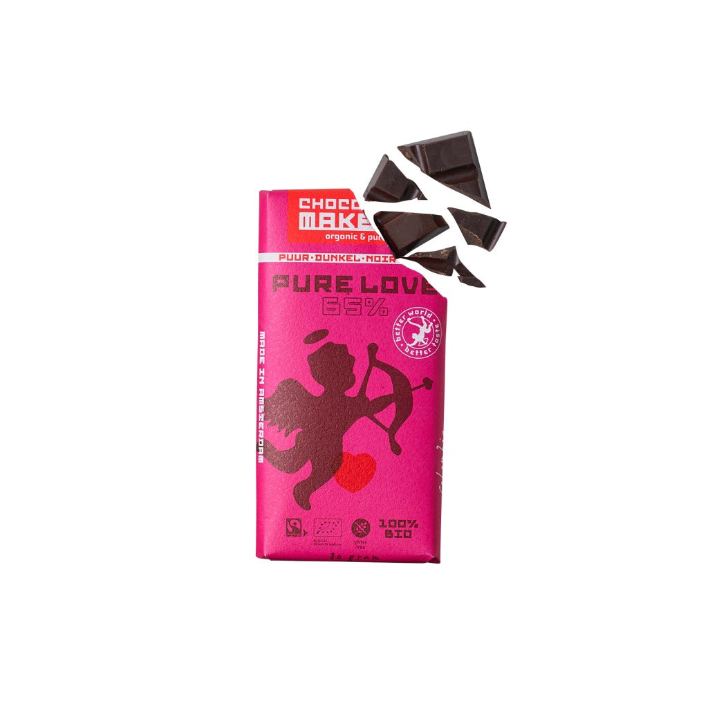 Chocolatemakers - Puur Liefde Chocoladereep Valentijn - Puur 65% - Zo Zero