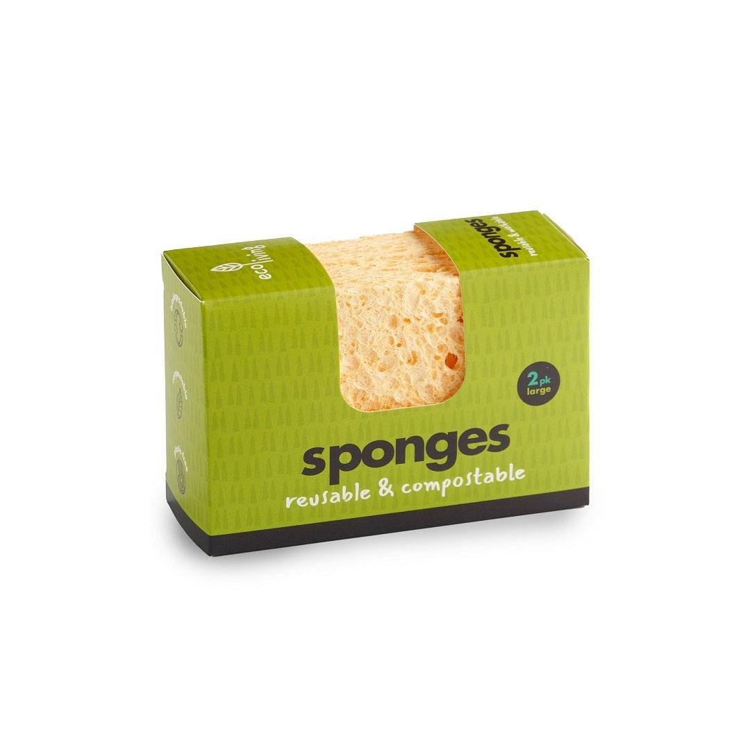 EcoLiving Compostable UK Sponge 2 Pack Small &amp; Large