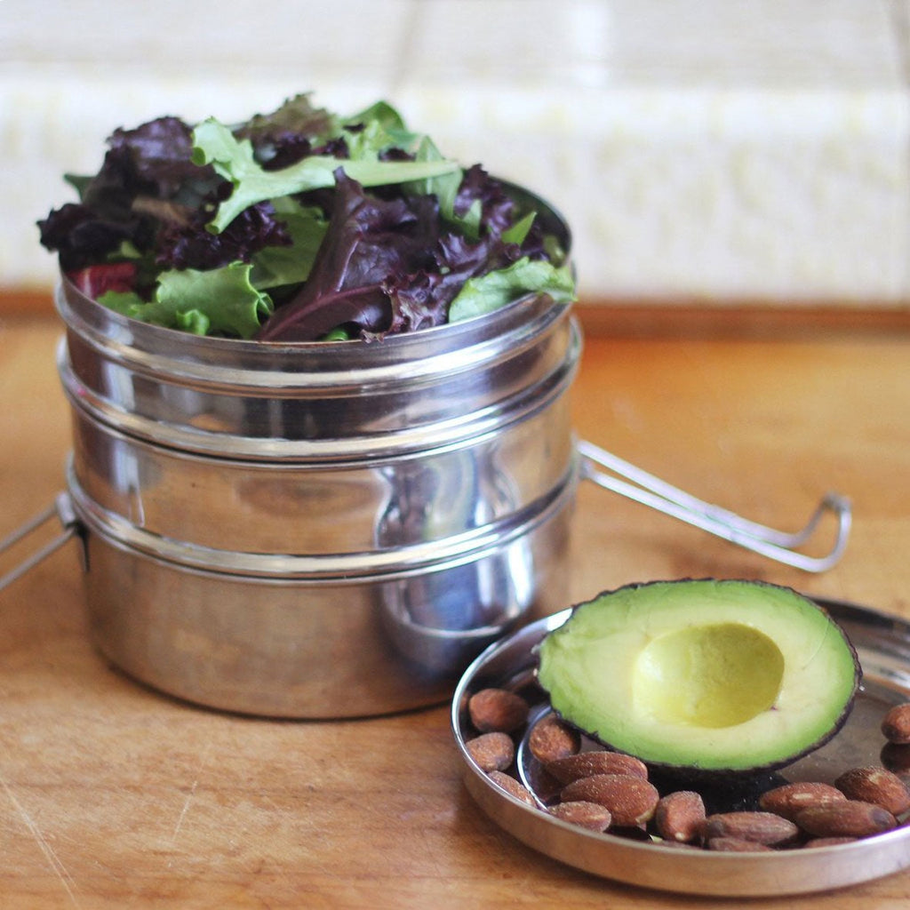 Ecolunchbox Tri Bento with food display