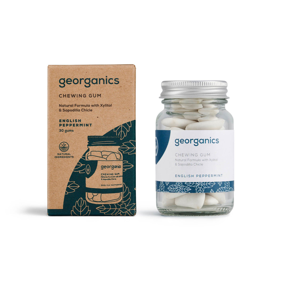 Georganics Chewing Gum English Peppermint with Packaging