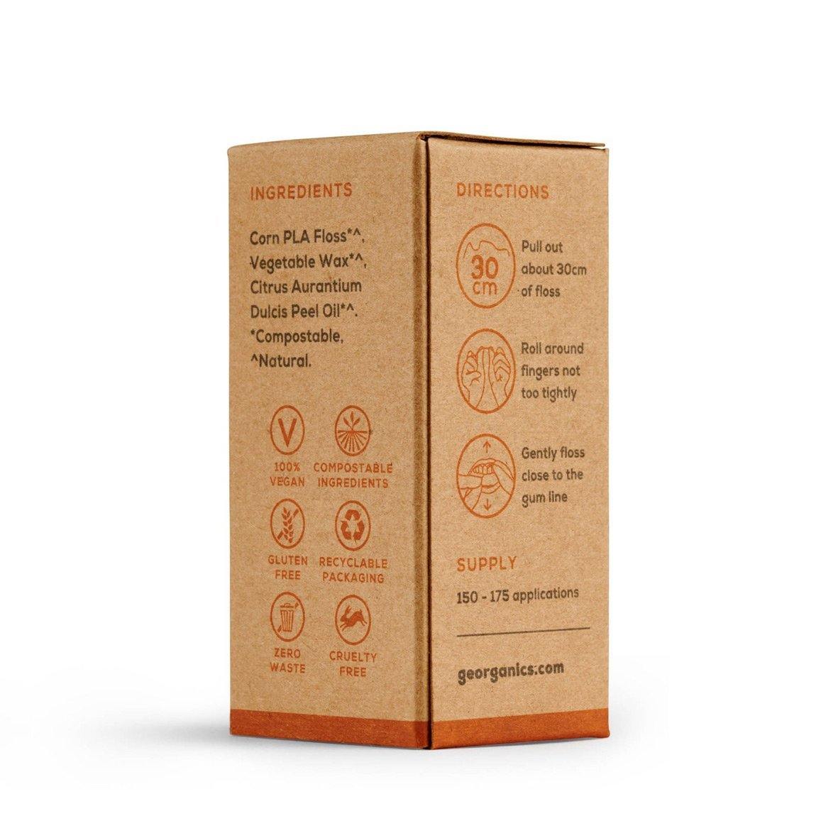 Georganics Floss Box OrangeGeorganics Flosdraad Sinaasappel Verpakking