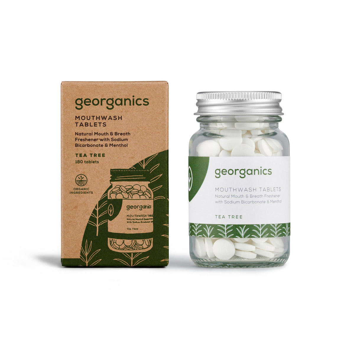 Georganics Mouthwash Tablets with Packaging Tea Tree