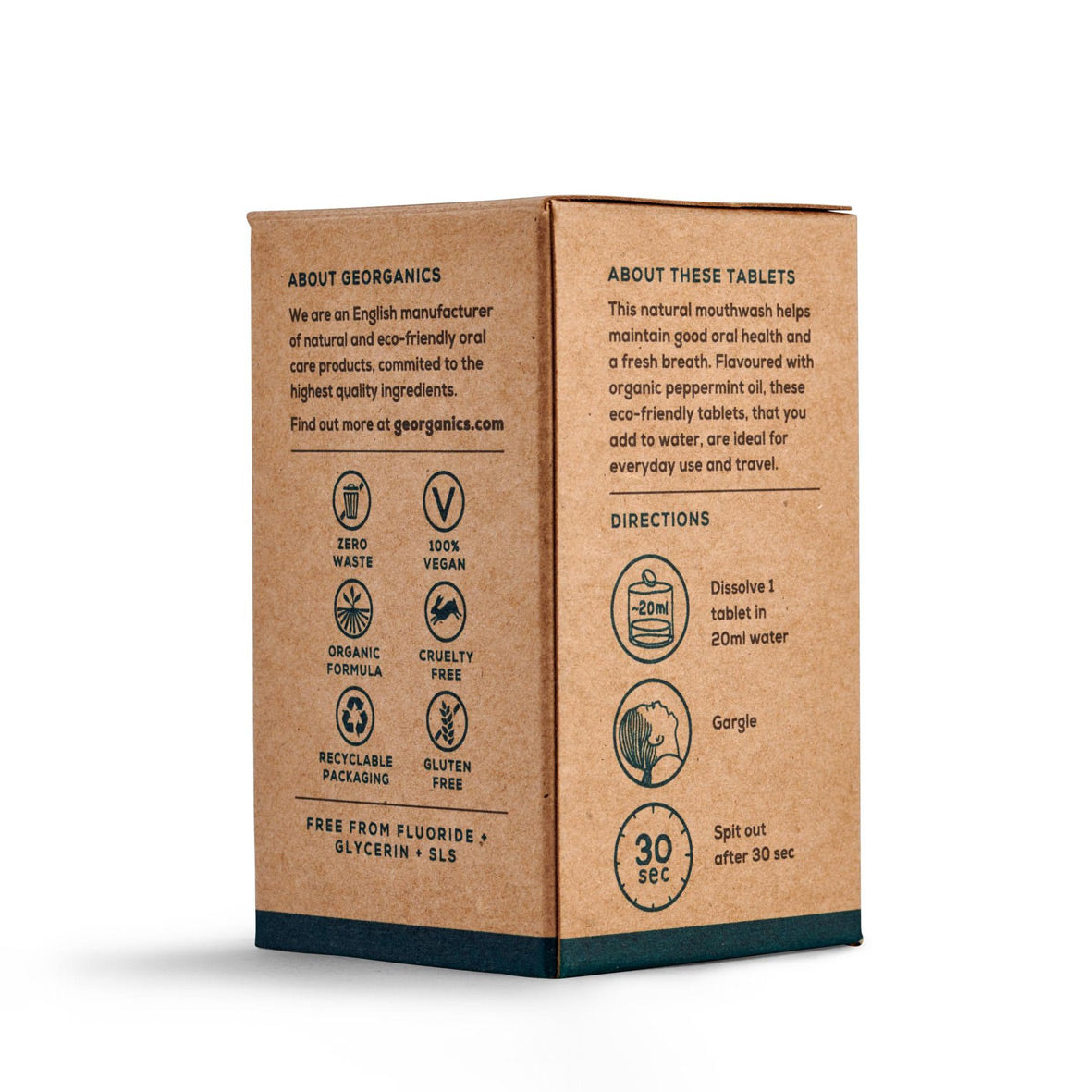 Georganics Mouthwash Tablets Box English Peppermint