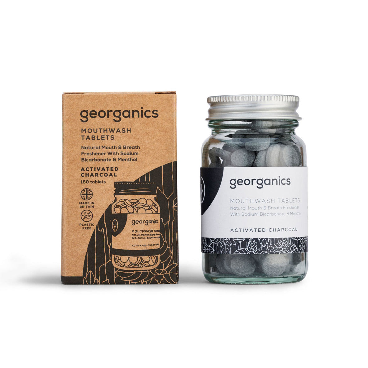 Georganics Mouthwash Tablets Charcoal with Packaging