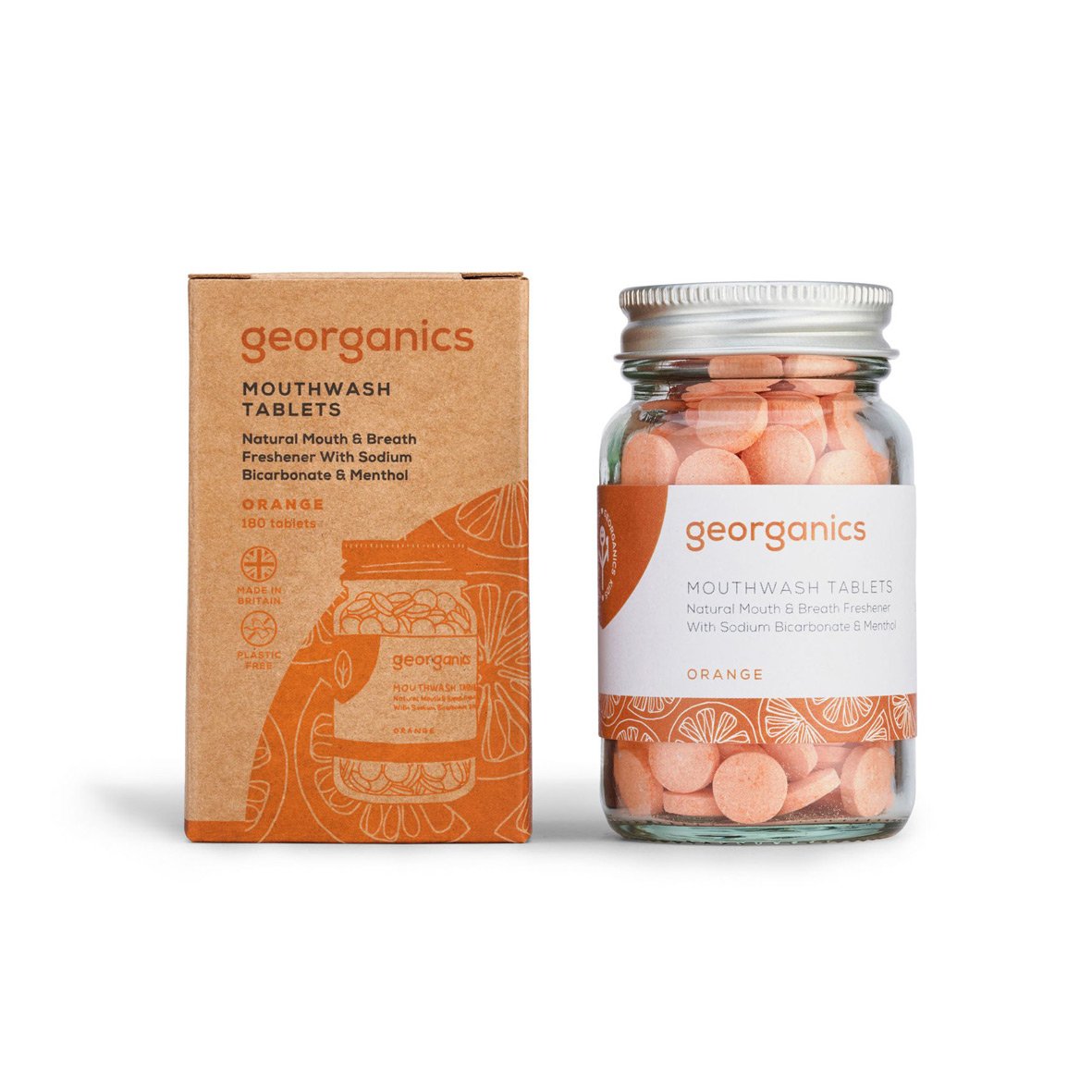 Georganics Mouthwash Tablets with Packaging Orange