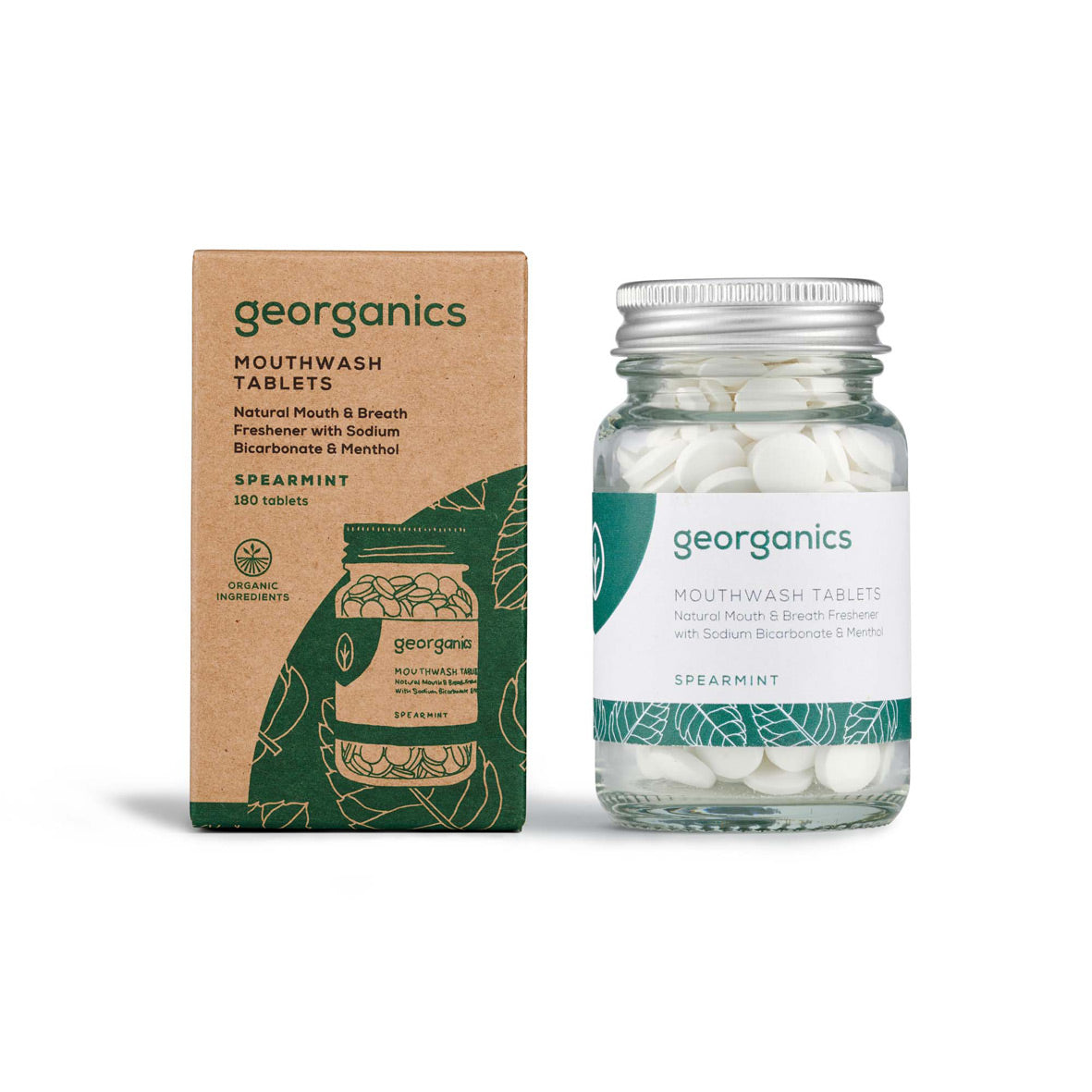 Georganics Mouthwash Tablets with Packaging Spearmint