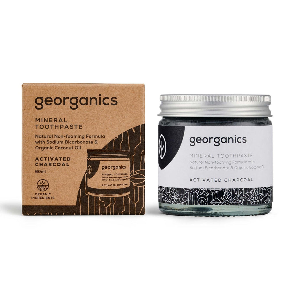 Georganics plastic free toothpaste Activated Charcoal with Packaging