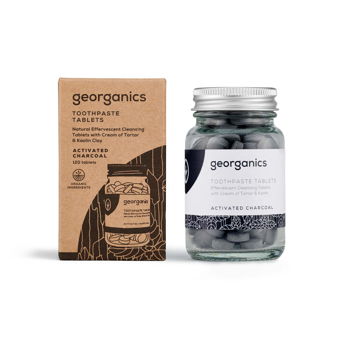 Georganics Toothpaste Tablets Activated Charcoal with Packaging
