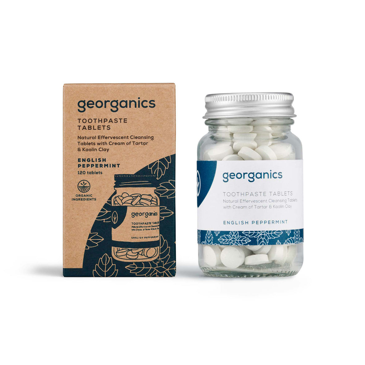 Georganics Toothpaste Tablets English Peppermint with Packaging