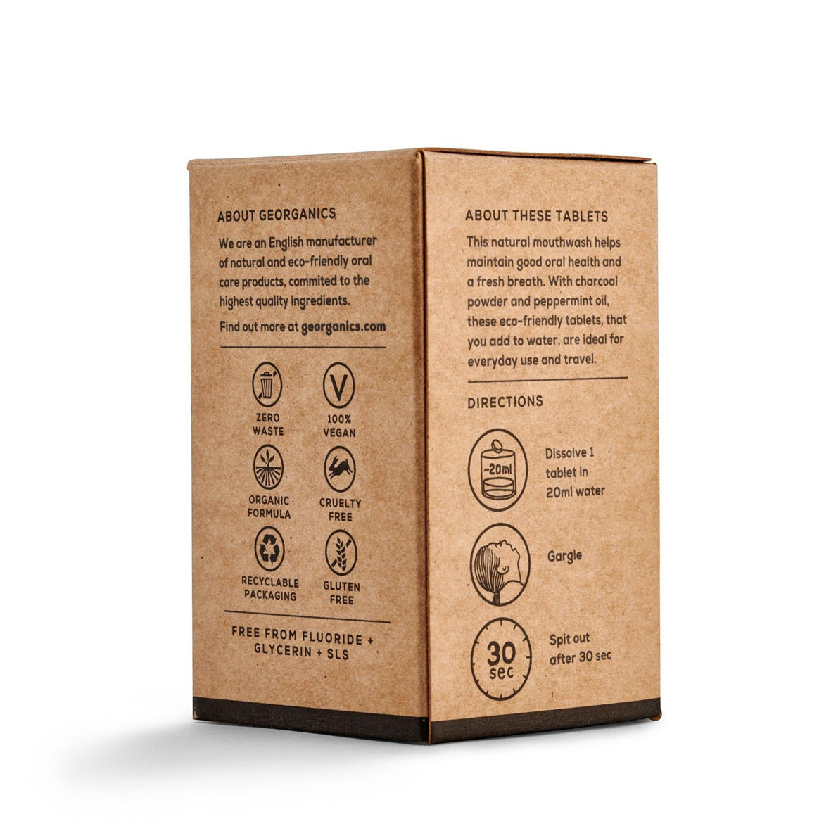 Georganics Mouthwash Tablets Box Charcoal