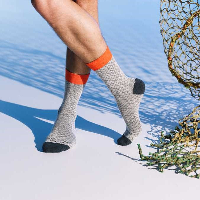 Man draagt Healty Seas Socks Heren Sokken - Mussel - Zo Zero