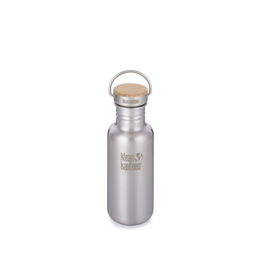 Klean Kanteen Roestvrijstalen Reflect Waterfles met Bamboo Dop - 18 oz / 532 ml - Brushed