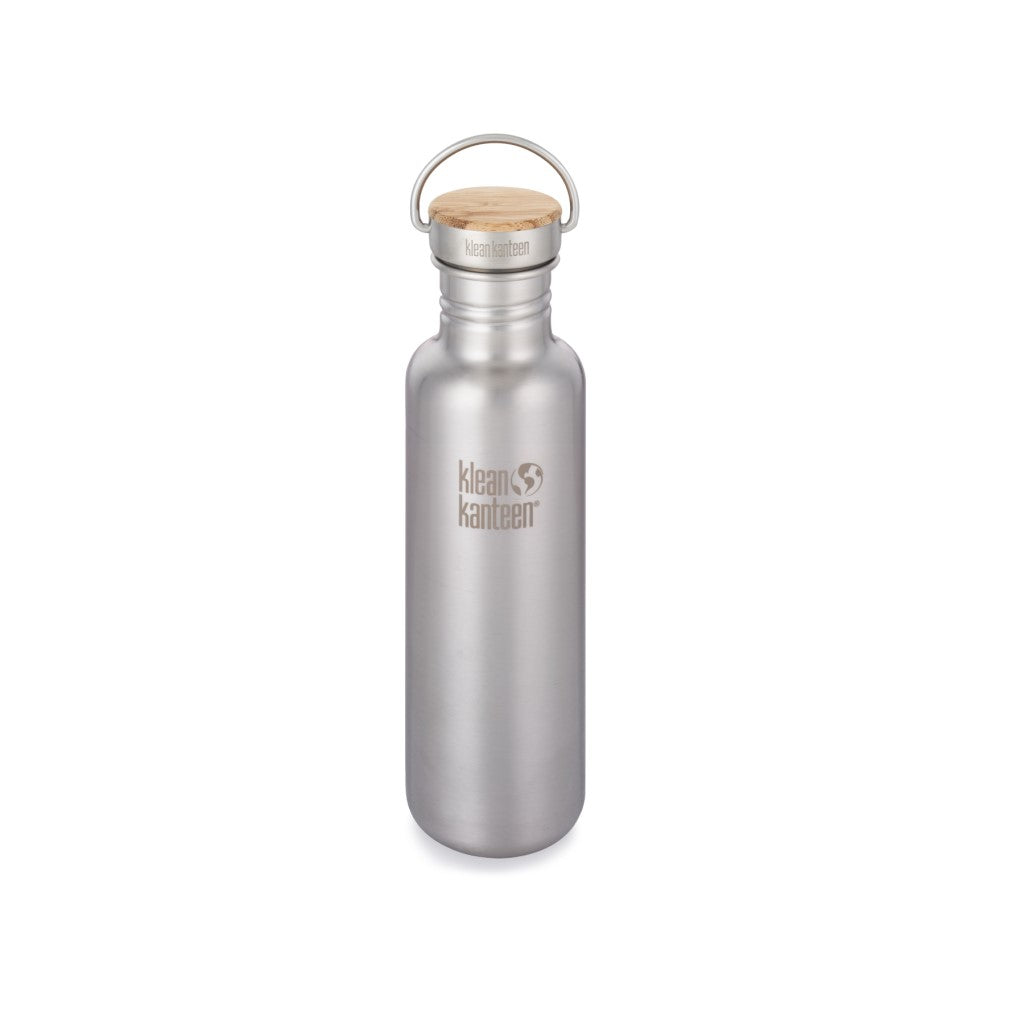 Klean Kanteen Roestvrijstalen Reflect Waterfles met Bamboo Dop - 27 oz / 800 ml - Brushed