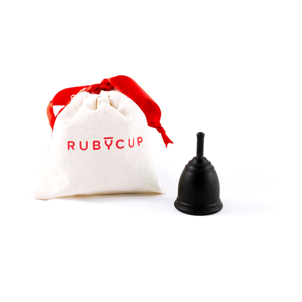 Ruby Cup Menstrual Cup Black with Cotton Bag