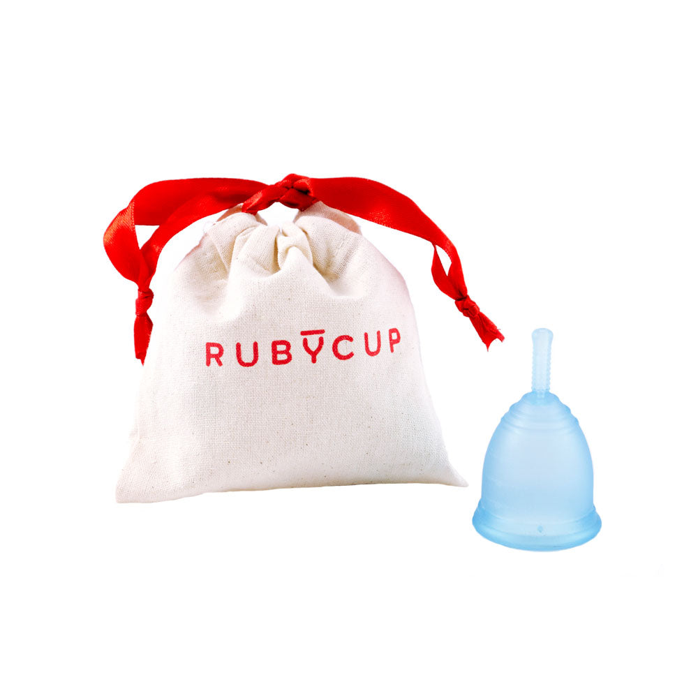 Ruby Cup Menstrual Cup Blue with Cotton Bag
