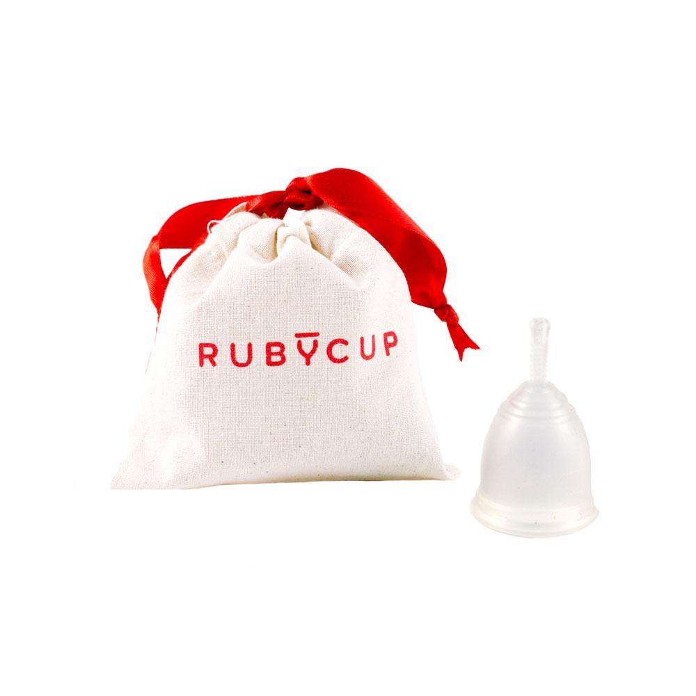 Ruby Cup Menstrual Cup Transparent with Cotton Bag